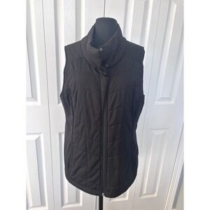 MITA Sportswear Women's Black Quilted Stand Collar Zipper Vest Size L